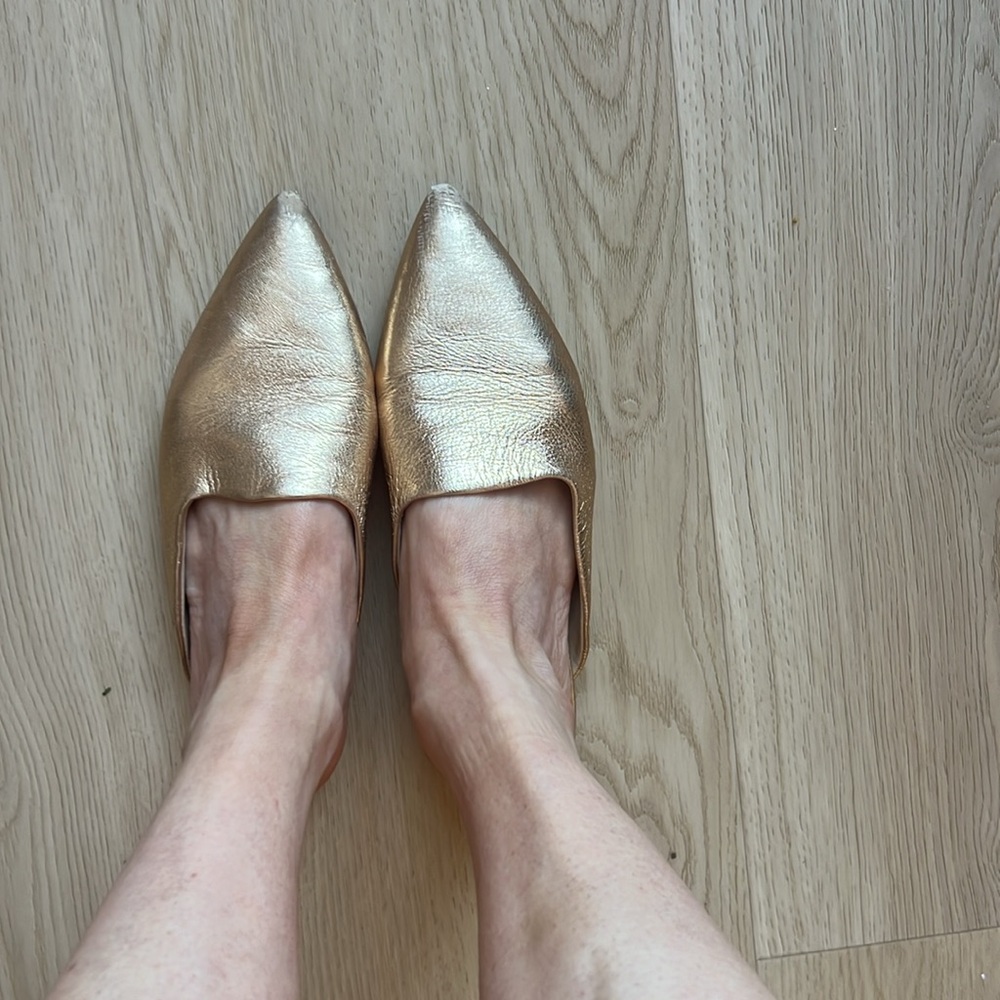 Marc fisher gold mule slides